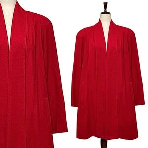 Sherwood Vintage 80s Pleated Open Front Red Wool Swing Coat Size 16